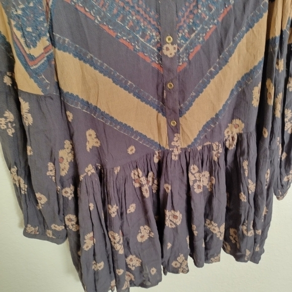 Free People From Your Heart Printed long sleeve boho mini Dress sz Xs, s - Picture 4 of 9